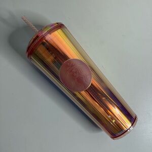 Starbucks Tumbler 2020 Kaleidoscope Iridescent Rose Gold Dome Lid 24oz Cup